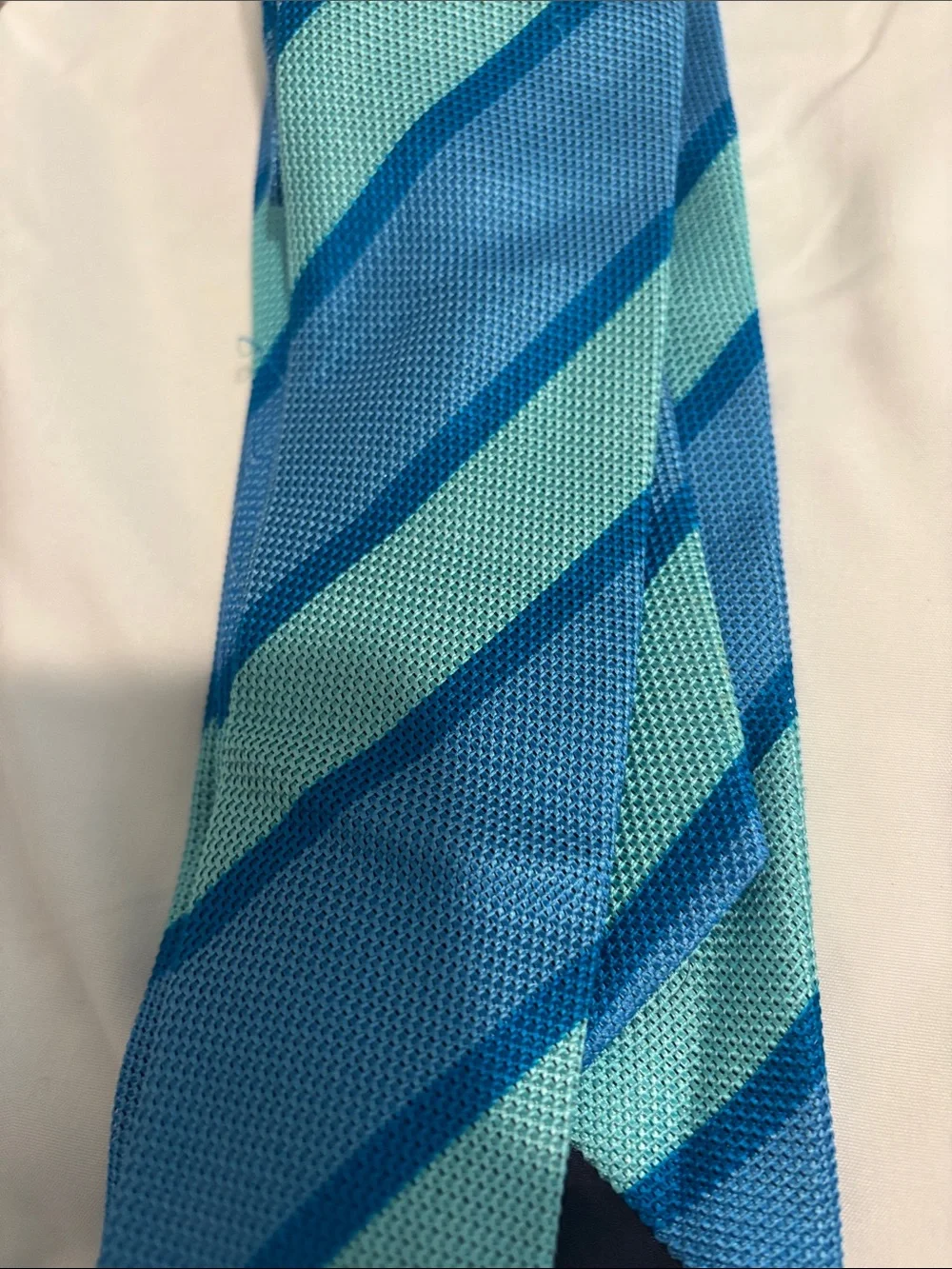 Charvet Mens Blue & Teal Diagonal Stripe Tie